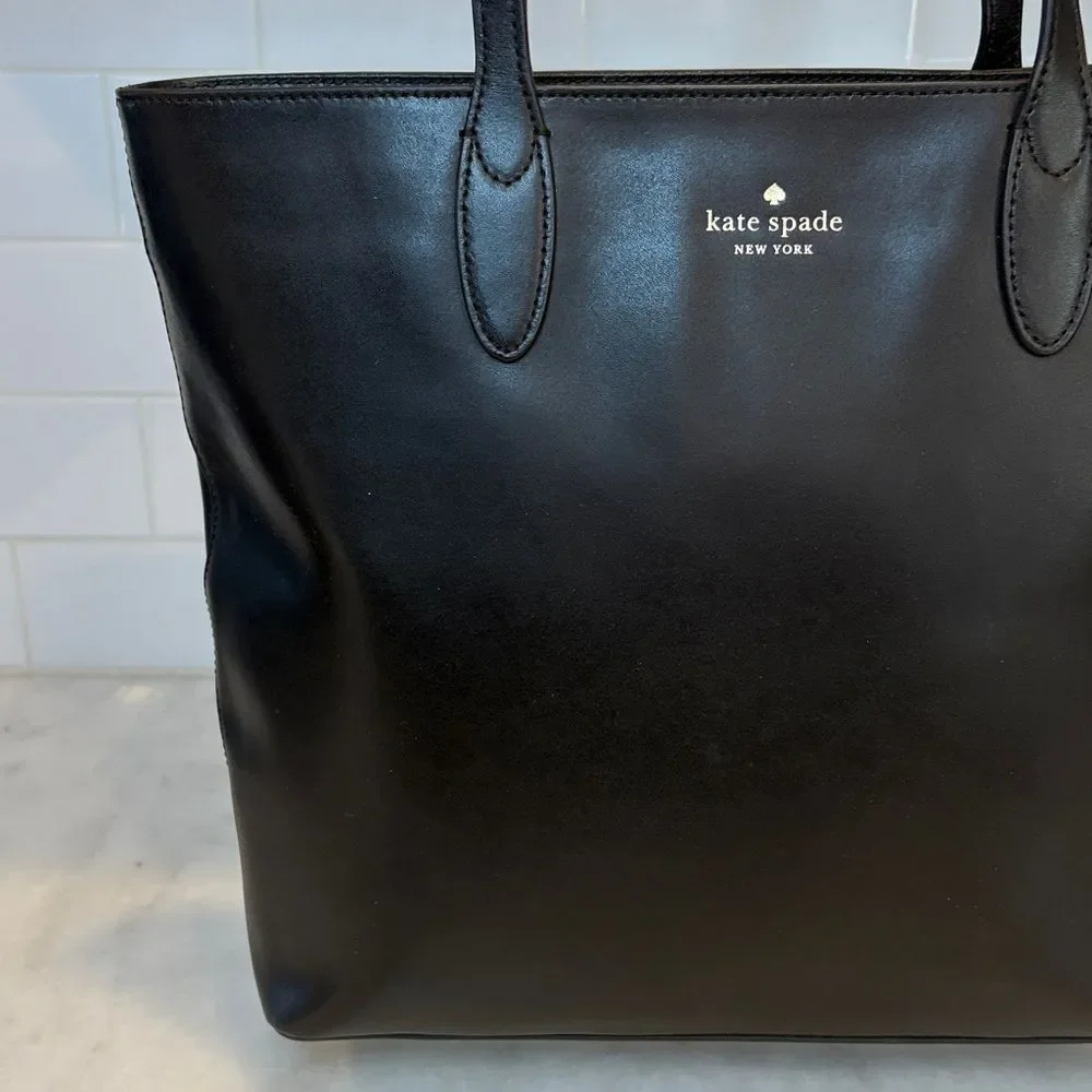 Kate Spade Bag Purse Handbag Leather Large Shopper Tote Black Pocketbook